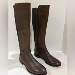 Cole Hahn Brown Leather Knee High Boots Size 9 1/2 'Rockland' Tall Boot Java